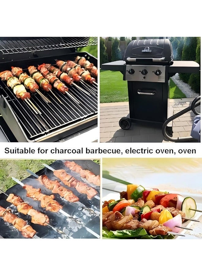 200PCS 30cm BBQ Skewers Stainless Steel Skewers Meat Sticks BBQ Kebab Skewers Metal Flat Roasting Fork Turkish Grill Skewer Camping Picnic Tool - Image 3